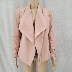 G.I.L.I. Leather Jacket in Blush #2 Open Front Demure Moto